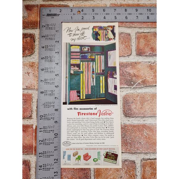 1950 Firestone Velon Closet Accessories Organized MCM Stylish Vtg Print Ad - Picture 4 of 6